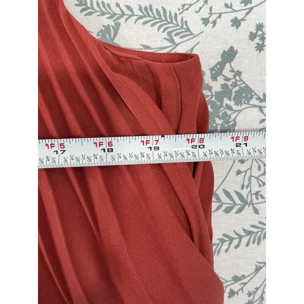 J Jill Wearever Pleated Sleeveless Midi Dress Medium V Neck Minimalist - Picture 11 of 12